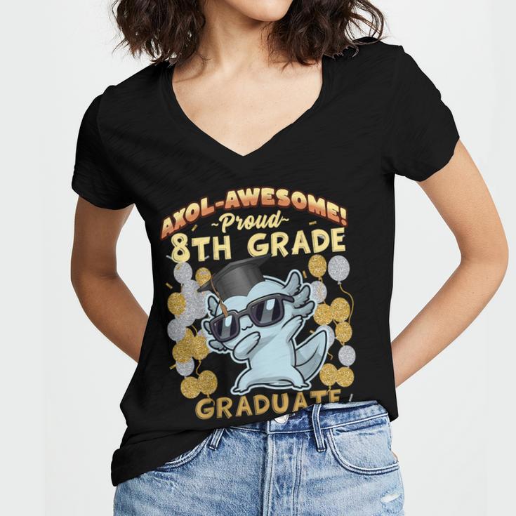 Proud 8th Grade Graduate Axolotl Graduation Eighth Women's Jersey Short Sleeve Deep V-Neck Tshirt