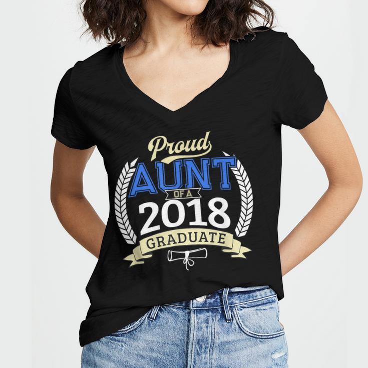 Proud Aunt Of 2018 Graduate Shirt Graduation Grad Women's Jersey Short Sleeve Deep V-Neck Tshirt