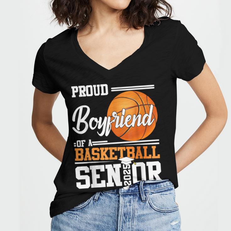 Proud Boyfriend Of A 2025 Senior Graduation Basketball Women's Jersey Short Sleeve Deep V-Neck Tshirt