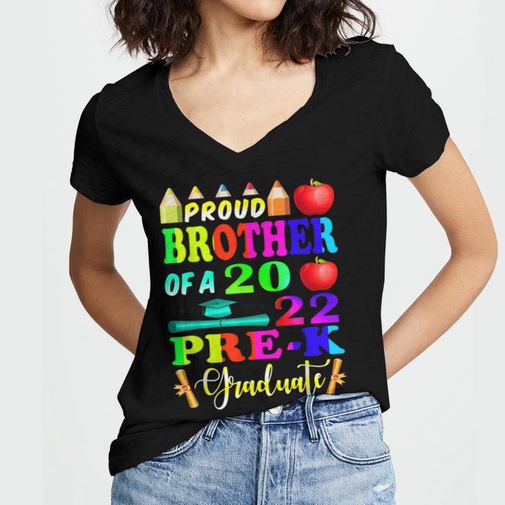 Proud Brother Of 2022 Pre K Graduate Graduation Women's Jersey Short Sleeve Deep V-Neck Tshirt