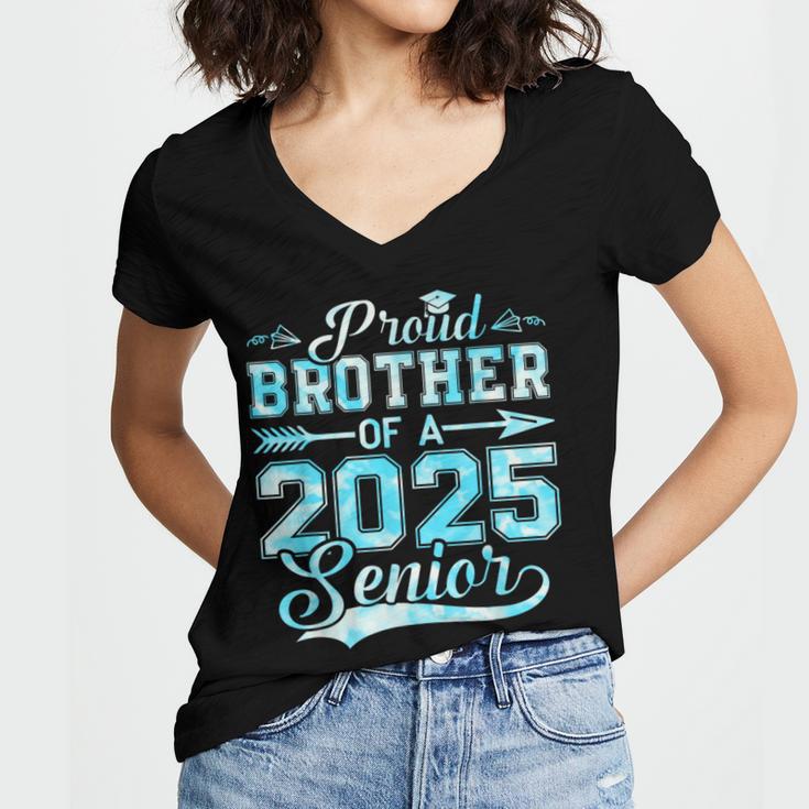 Proud Brother Of a 2025 Senior Graduate Graduation Women's Jersey Short Sleeve Deep V-Neck Tshirt