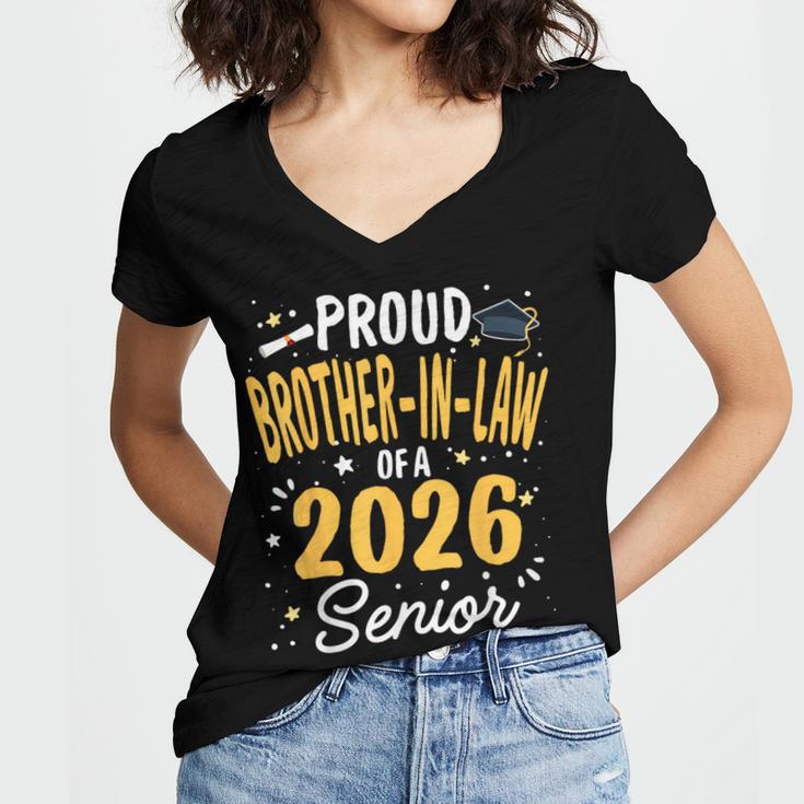 Proud Brother-In-Law Of A Class 2026 Senior Graduation 2026 Women's Jersey Short Sleeve Deep V-Neck Tshirt