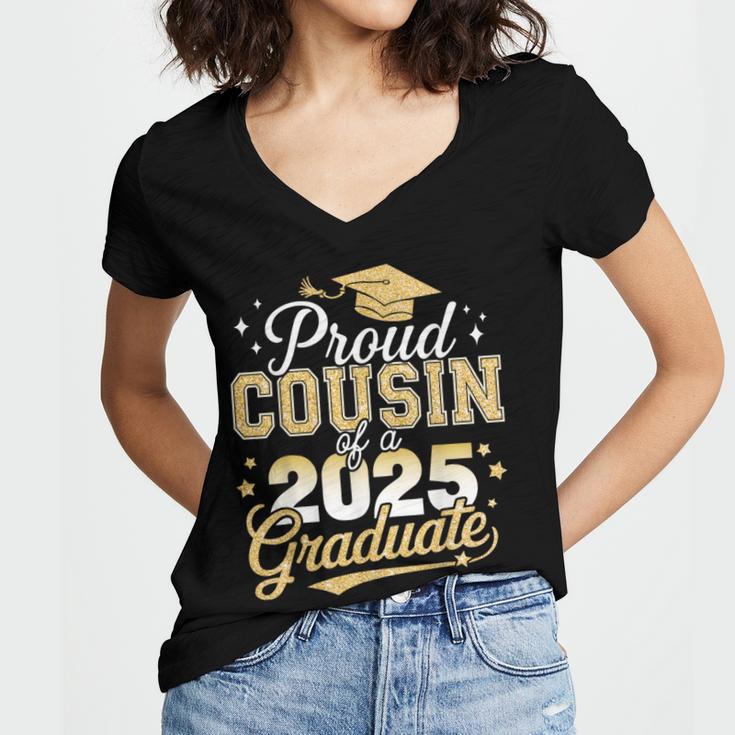 Proud Cousin Of a Class Of 2025 Graduate Senior Graduation Women's Jersey Short Sleeve Deep V-Neck Tshirt