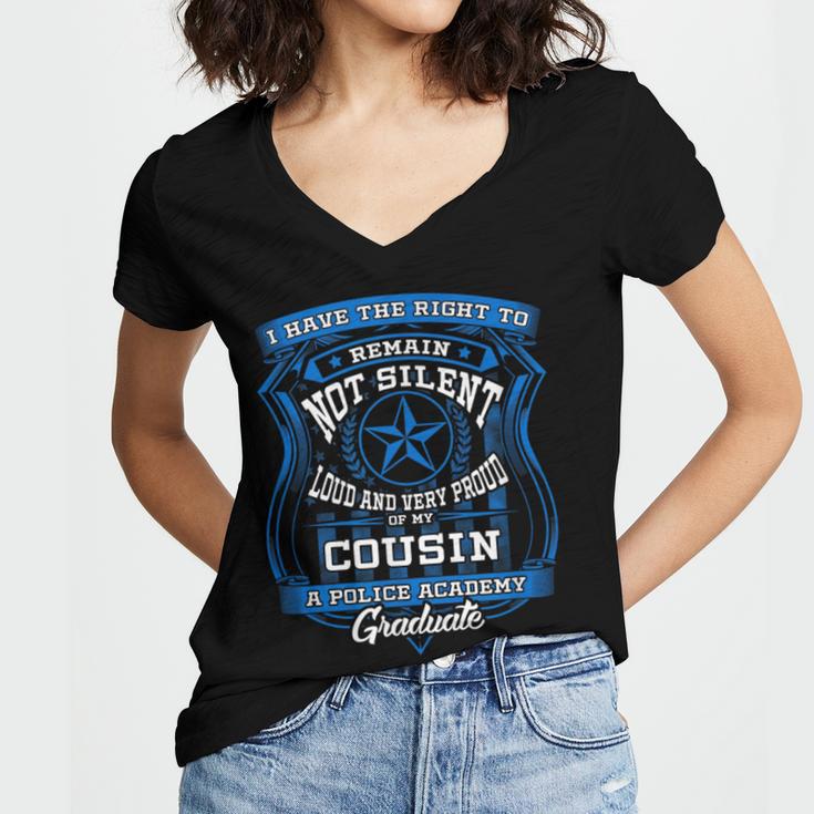 Proud Of Cousin Police Academy Graduation Shirt Women's Jersey Short Sleeve Deep V-Neck Tshirt