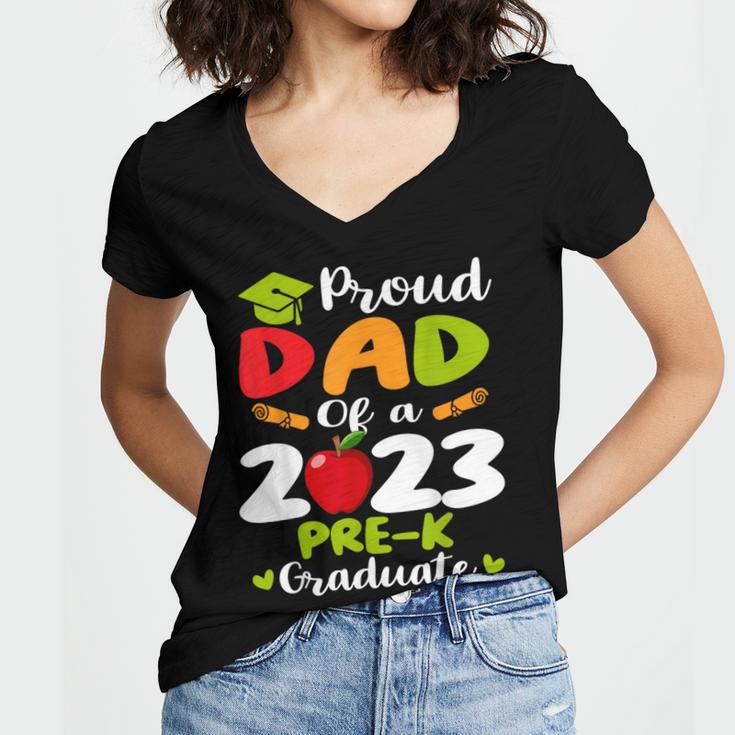 Proud Dad Of 2023 Pre K Graduate Graduation Women's Jersey Short Sleeve Deep V-Neck Tshirt