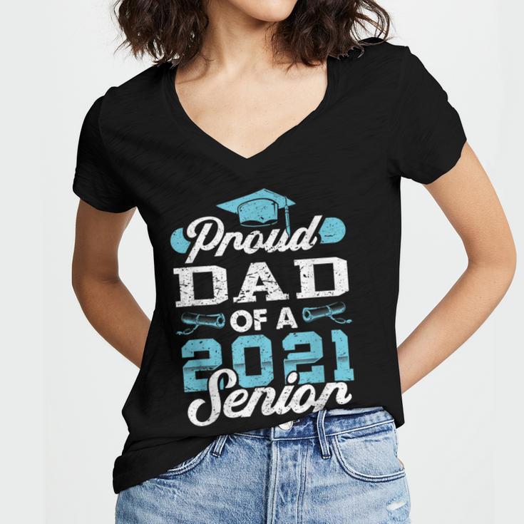 Proud Dad Of a Class Of 2021 Senior Graduate Graduation Women's Jersey Short Sleeve Deep V-Neck Tshirt