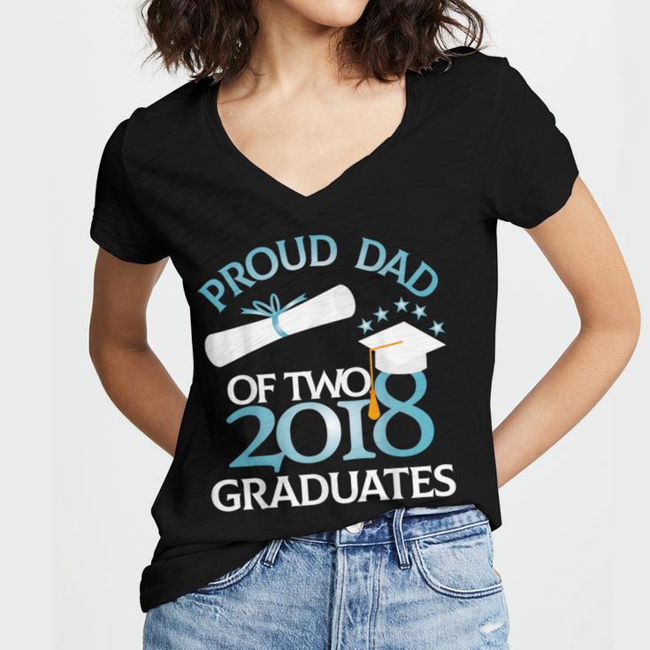 Proud Dad Of Two 2018 Graduates Twin Dads Graduation Women's Jersey Short Sleeve Deep V-Neck Tshirt
