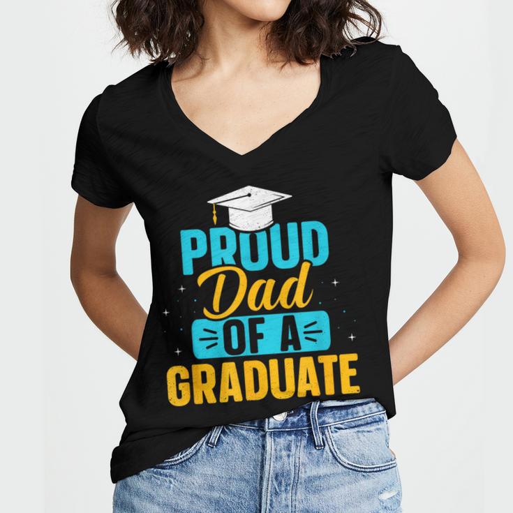 Proud Graduation Dad Father Of Graduates Women's Jersey Short Sleeve Deep V-Neck Tshirt