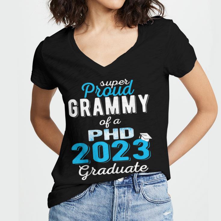 Proud Grammy Class Of 2023 PHD Graduate Doctorate Graduation Women's Jersey Short Sleeve Deep V-Neck Tshirt