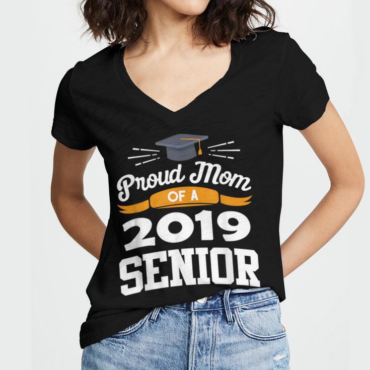 Proud Mom Of A 2019 Senior Graduation Class Outfit T-Shirt Women's Jersey Short Sleeve Deep V-Neck Tshirt
