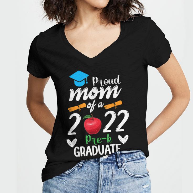 Proud Mom Of 2022 Pre K Graduate Graduation Women's Jersey Short Sleeve Deep V-Neck Tshirt