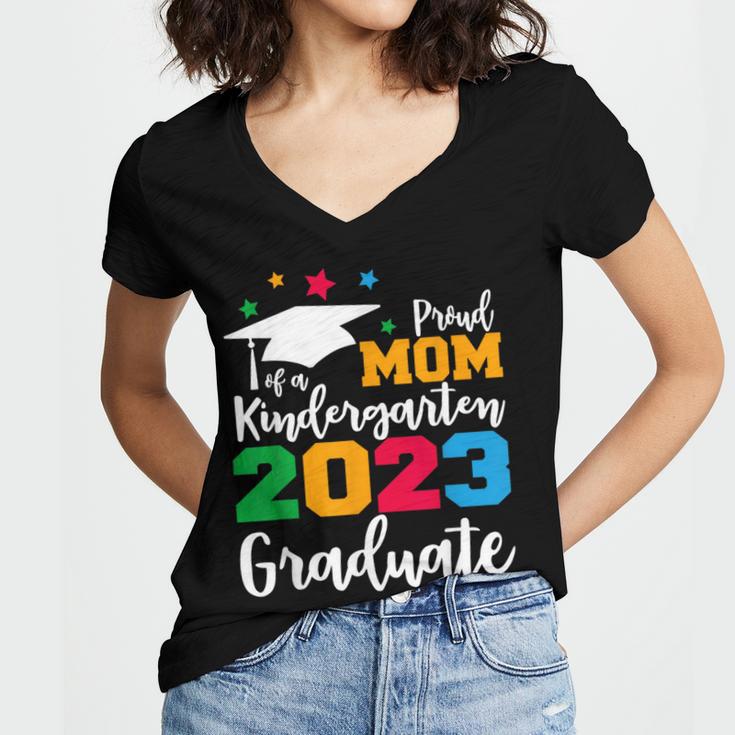 Proud Mom Of A 2023 Graduate Senior 2023 Graduation 23 Women's Jersey Short Sleeve Deep V-Neck Tshirt