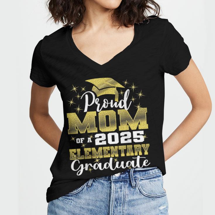 Proud Mom Of 5th Grade Graduate 2025 Elementary Graduation Women's Jersey Short Sleeve Deep V-Neck Tshirt