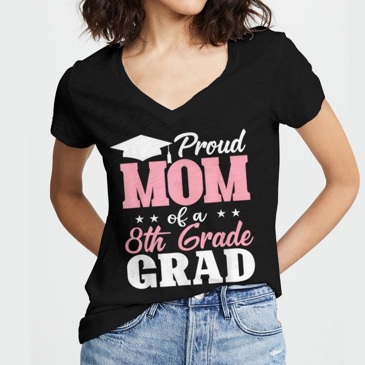 Proud Mom Of An Awesome 8th Grade Graduate 2026 Graduation Women's Jersey Short Sleeve Deep V-Neck Tshirt