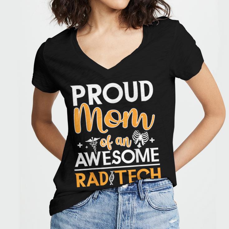 Proud Mom Of An Awesome Rad Tech Graduation Matching Family Women's Jersey Short Sleeve Deep V-Neck Tshirt