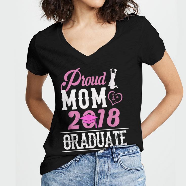 Proud Mom Of A Class 2018 GraduateShirt Graduation Women's Jersey Short Sleeve Deep V-Neck Tshirt