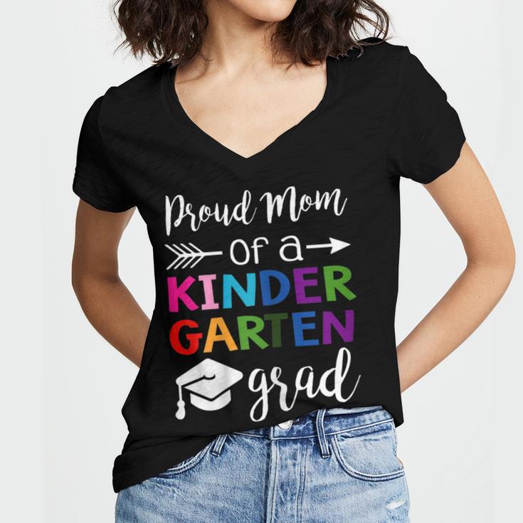 Proud Mom Of A Kindergarten Grad Shirt Graduation Women's Jersey Short Sleeve Deep V-Neck Tshirt