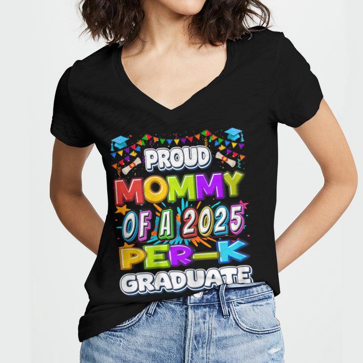 Proud MOMMY Of a 2025 PRE-K Graduate -Graduation Women's Jersey Short Sleeve Deep V-Neck Tshirt