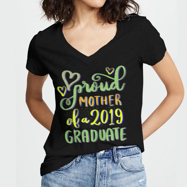 Proud Mother Of a 2019 Graduate Graduation T-Shirt Women's Jersey Short Sleeve Deep V-Neck Tshirt