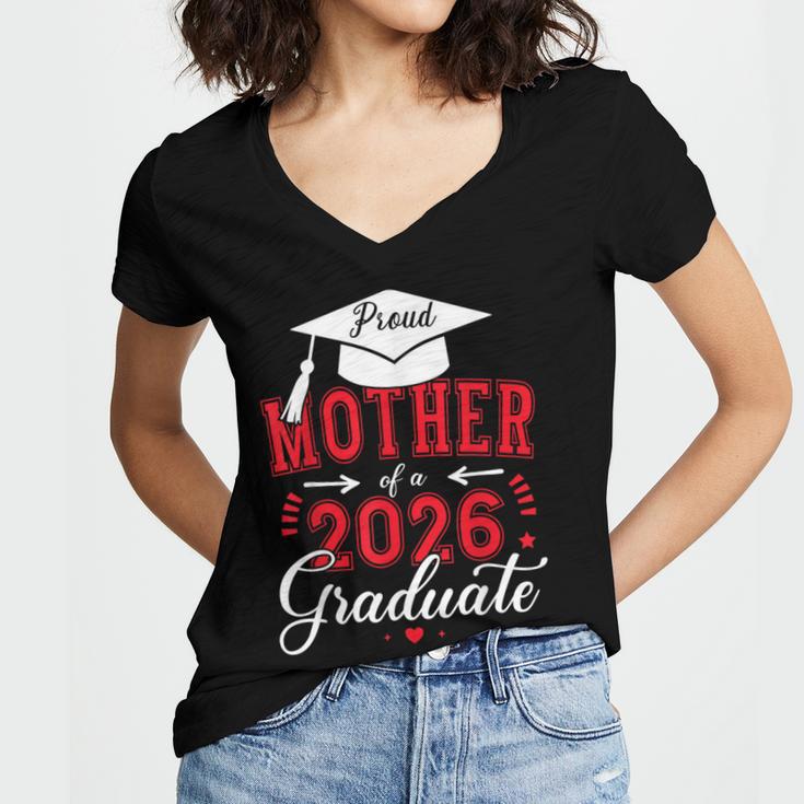 Proud Mother Of a Class Of 2026 Graduate For Graduation Women's Jersey Short Sleeve Deep V-Neck Tshirt