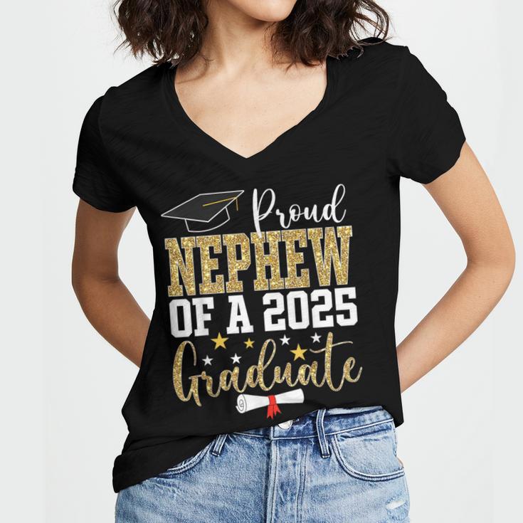 Proud Nephew Of A 2025 Graduate Nephew Graduation 2025 Women's Jersey Short Sleeve Deep V-Neck Tshirt