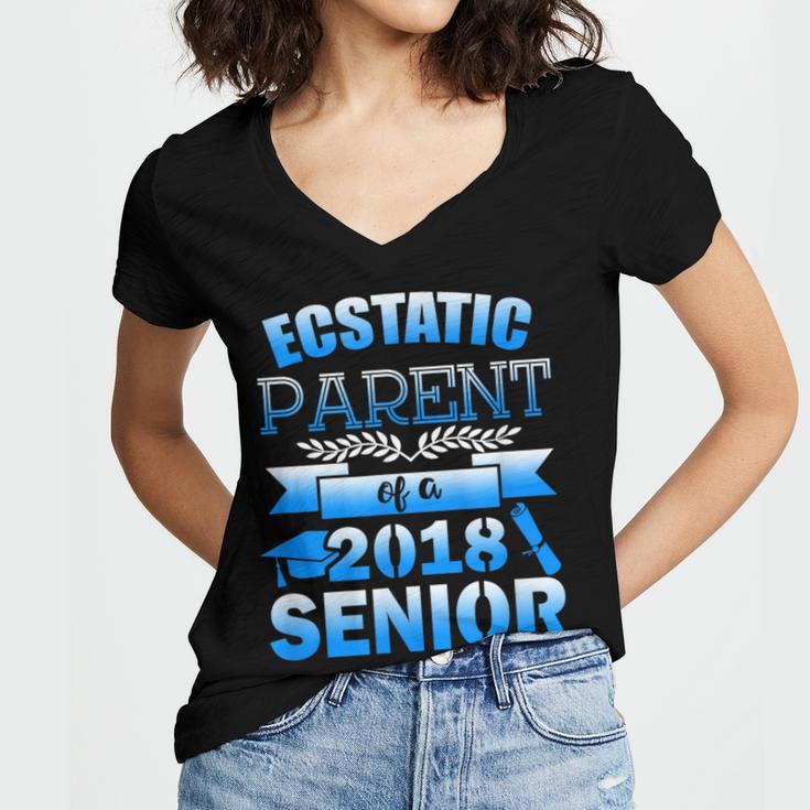 Proud Parent Of a 2018 Senior Graduation Women's Jersey Short Sleeve Deep V-Neck Tshirt