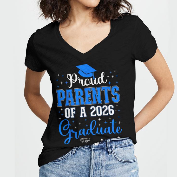 Proud Parents Of a Class Of 2026 Graduate For Graduation Women's Jersey Short Sleeve Deep V-Neck Tshirt