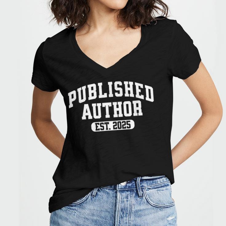 Proud Published Author 2025 Mom Dad Vintage Poet Book Writer Women's Jersey Short Sleeve Deep V-Neck Tshirt Proud Published Author 2025 Mom Dad Vintage Poet Book Writer Women's Jersey Short Sleeve Deep V-Neck Tshirt