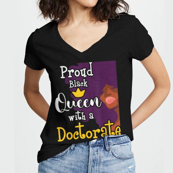 Proud Queen PhD Graduate PhD Graduation Doctorate Women's Jersey Short Sleeve Deep V-Neck Tshirt