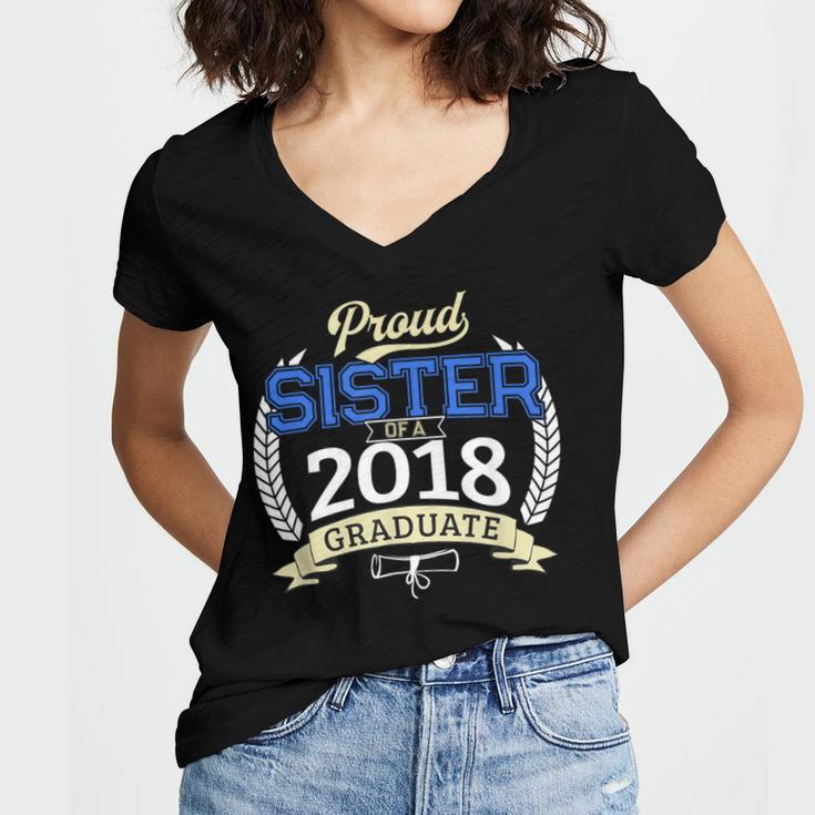 Proud Sister Of 2018 Graduate Shirt Graduation Grad Women's Jersey Short Sleeve Deep V-Neck Tshirt