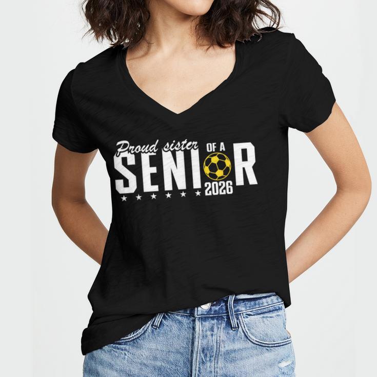 Proud Sister Of a 2026 Soccer Senior Graduation Women's Jersey Short Sleeve Deep V-Neck Tshirt