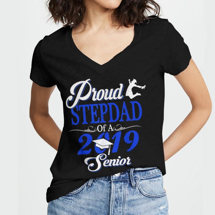 Proud STEPDAD Of A Class 2019 Senior Tshirt Graduation Women's Jersey Short Sleeve Deep V-Neck Tshirt