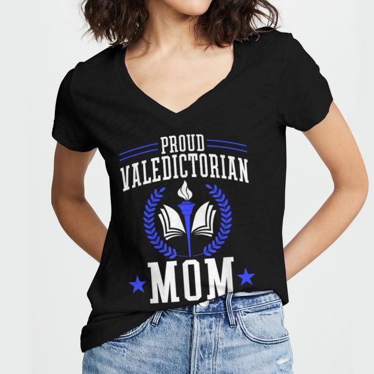 Proud Valedictorian Mom Graduation Grad Mom Class Of 2025 Women's Jersey Short Sleeve Deep V-Neck Tshirt