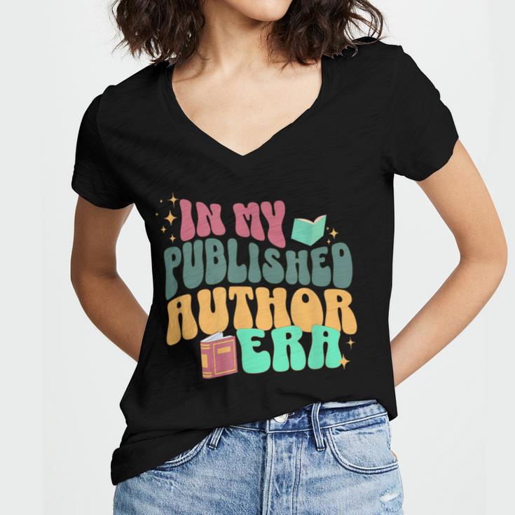 In My Published Author Era Cute Book Lover Writer Retro Tee Women's Jersey Short Sleeve Deep V-Neck Tshirt