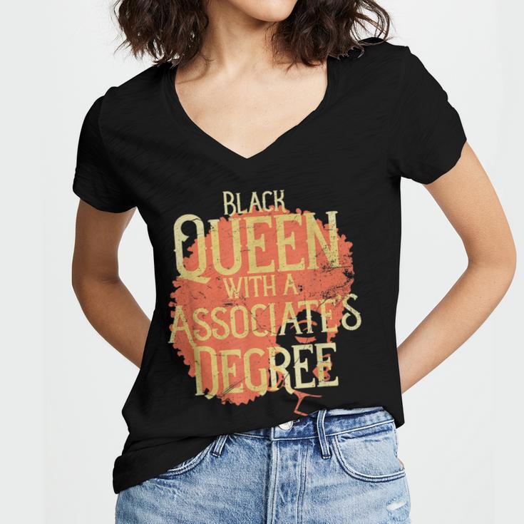 Queen Associate Degree Afrocentric GraduationShirt Women's Jersey Short Sleeve Deep V-Neck Tshirt