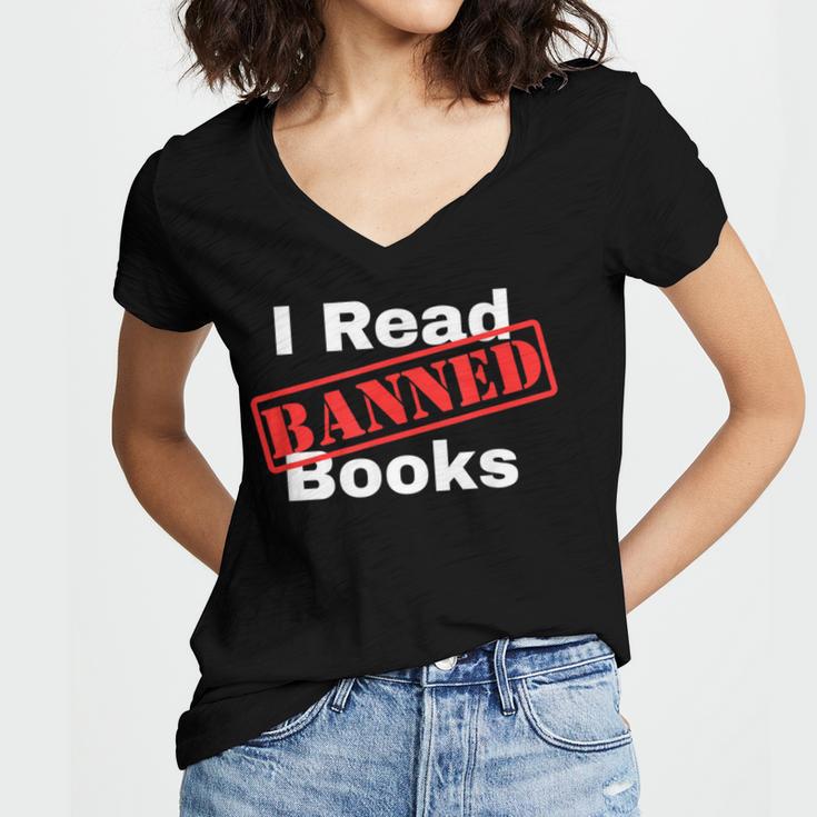I Read Banned Books Censored Red Stamp Reading Librarian Women's Jersey Short Sleeve Deep V-Neck Tshirt I Read Banned Books Censored Red Stamp Reading Librarian Women's Jersey Short Sleeve Deep V-Neck Tshirt