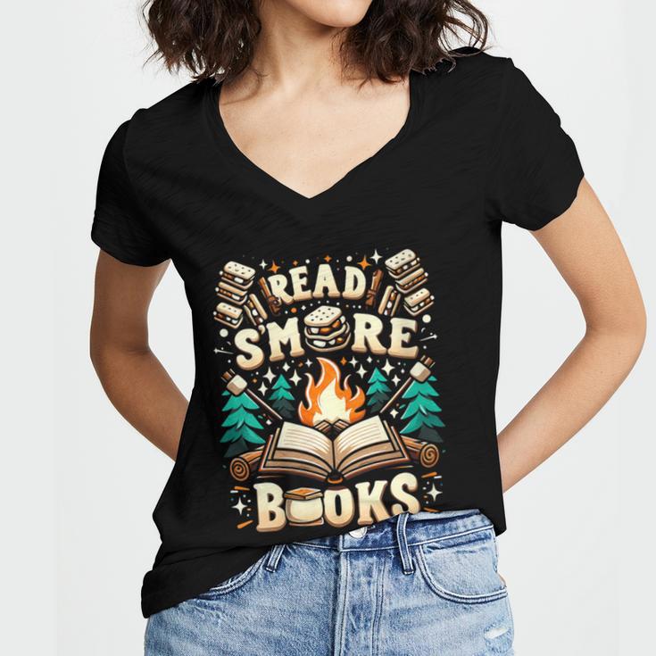Read More Books Camping Outdoors Travel Campfire Smores Women's Jersey Short Sleeve Deep V-Neck Tshirt Read More Books Camping Outdoors Travel Campfire Smores Women's Jersey Short Sleeve Deep V-Neck Tshirt