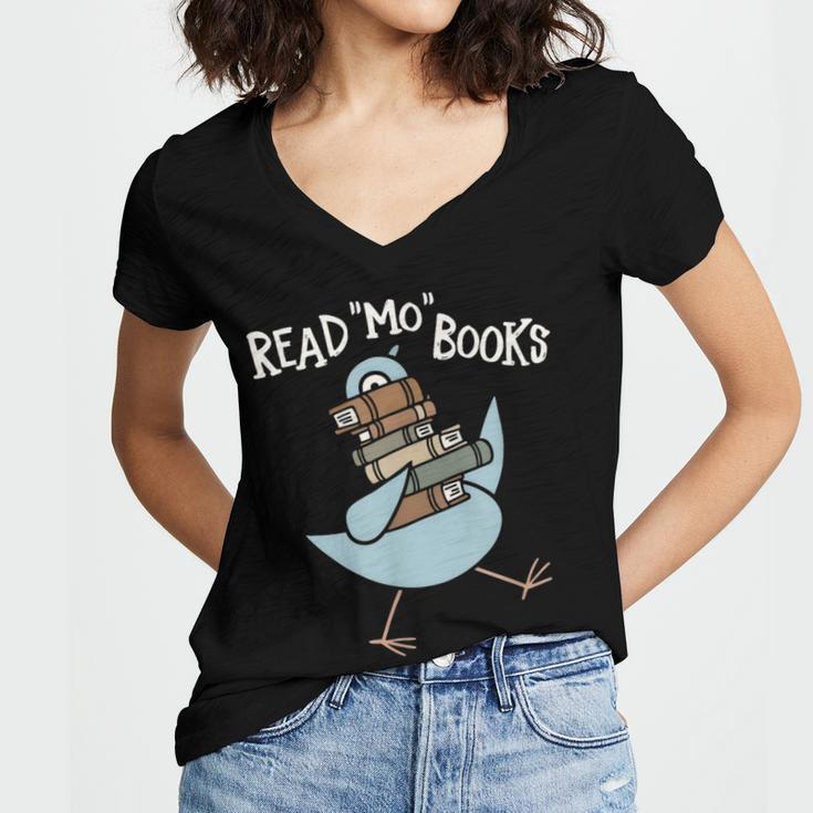 Read More Books Pigeon Book Lover Women's Jersey Short Sleeve Deep V-Neck Tshirt
