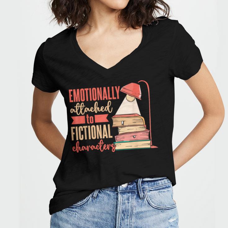 Reader Bookworm Fictional Character Reading Introvert Women's Jersey Short Sleeve Deep V-Neck Tshirt Reader Bookworm Fictional Character Reading Introvert Women's Jersey Short Sleeve Deep V-Neck Tshirt