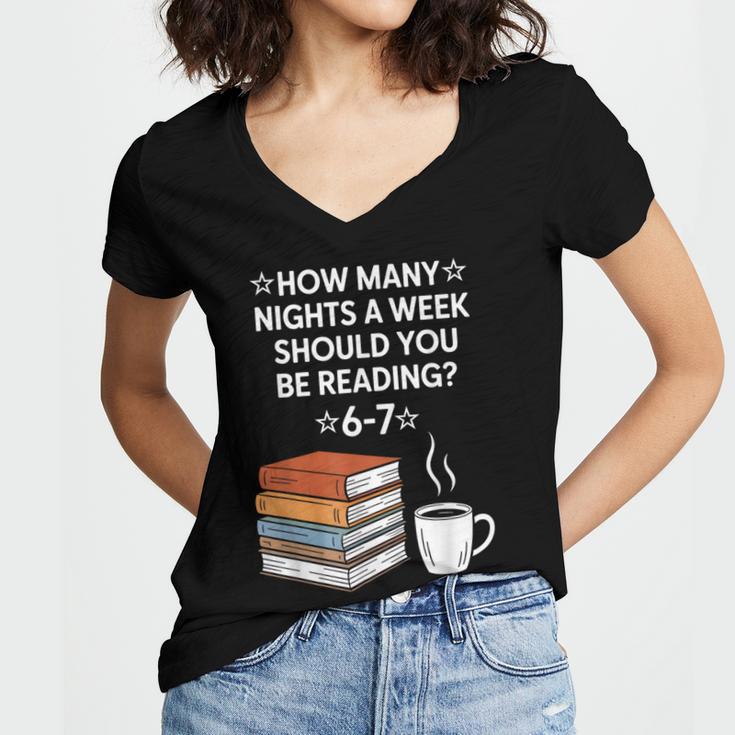 Reading 6-7 Six Seven Meme English Teacher Book Lover Women's Jersey Short Sleeve Deep V-Neck Tshirt Reading 6-7 Six Seven Meme English Teacher Book Lover Women's Jersey Short Sleeve Deep V-Neck Tshirt