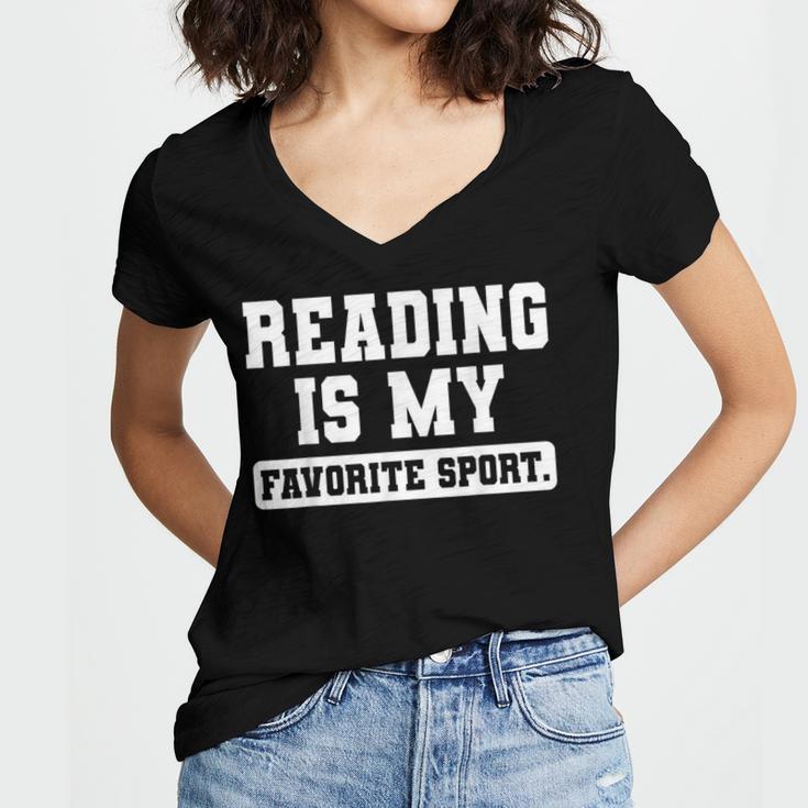 Reading Is My Favorite Sport Book Lover Reader Women's Jersey Short Sleeve Deep V-Neck Tshirt Reading Is My Favorite Sport Book Lover Reader Women's Jersey Short Sleeve Deep V-Neck Tshirt