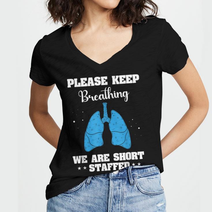 Respiratory Therapist Appreciation RT School Graduation Women's Jersey Short Sleeve Deep V-Neck Tshirt
