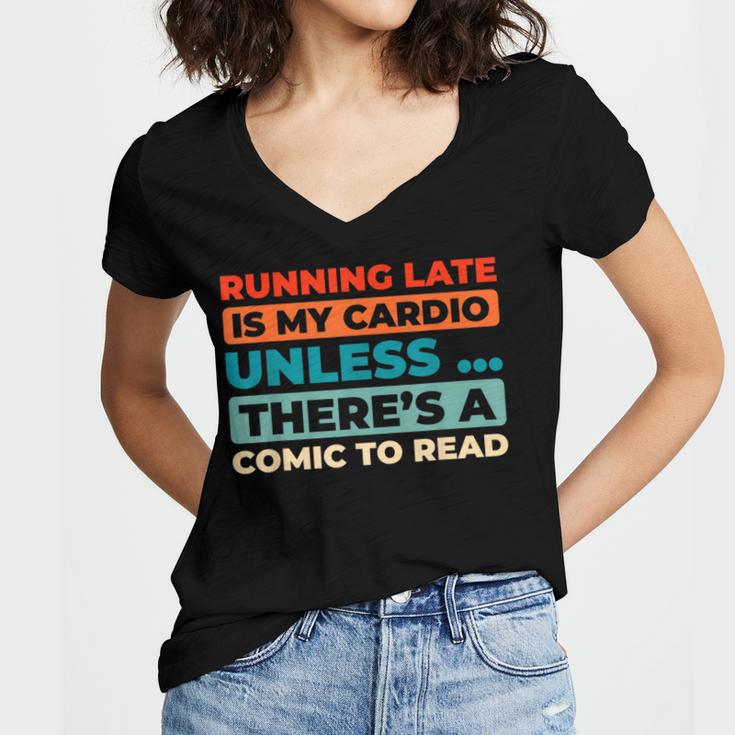 Retro Art Graphic Novels Superheroes Vintage Comic Books Women's Jersey Short Sleeve Deep V-Neck Tshirt