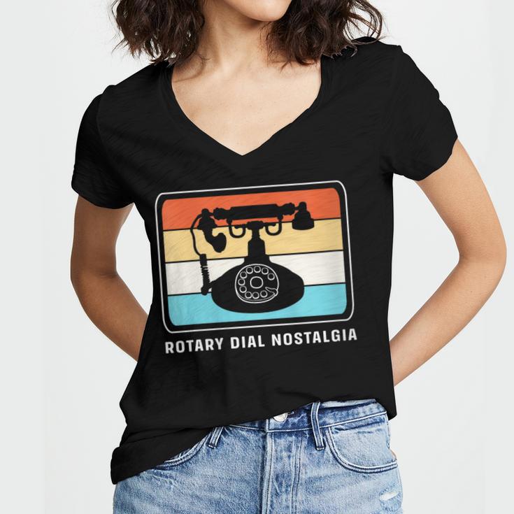 Retro Rotary Dial Nostalgia Dial Phone Women's Jersey Short Sleeve Deep V-Neck Tshirt Retro Rotary Dial Nostalgia Dial Phone Women's Jersey Short Sleeve Deep V-Neck Tshirt