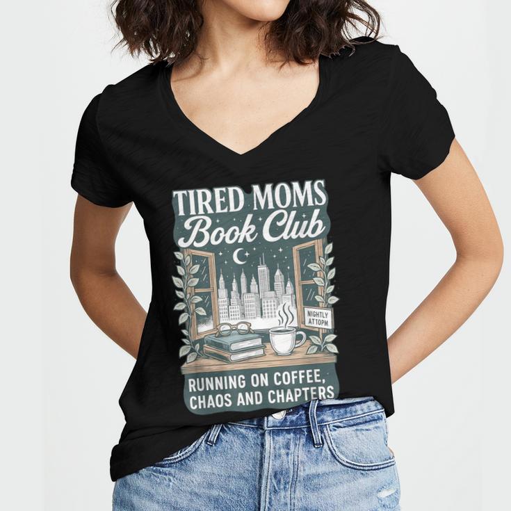 Retro Tired Moms Book Club Bookish Booktrovert Mother's Day Women's Jersey Short Sleeve Deep V-Neck Tshirt Retro Tired Moms Book Club Bookish Booktrovert Mother's Day Women's Jersey Short Sleeve Deep V-Neck Tshirt