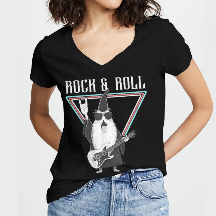 Rock & Roll Wizard Music Nostalgia Women's Jersey Short Sleeve Deep V-Neck Tshirt Rock & Roll Wizard Music Nostalgia Women's Jersey Short Sleeve Deep V-Neck Tshirt