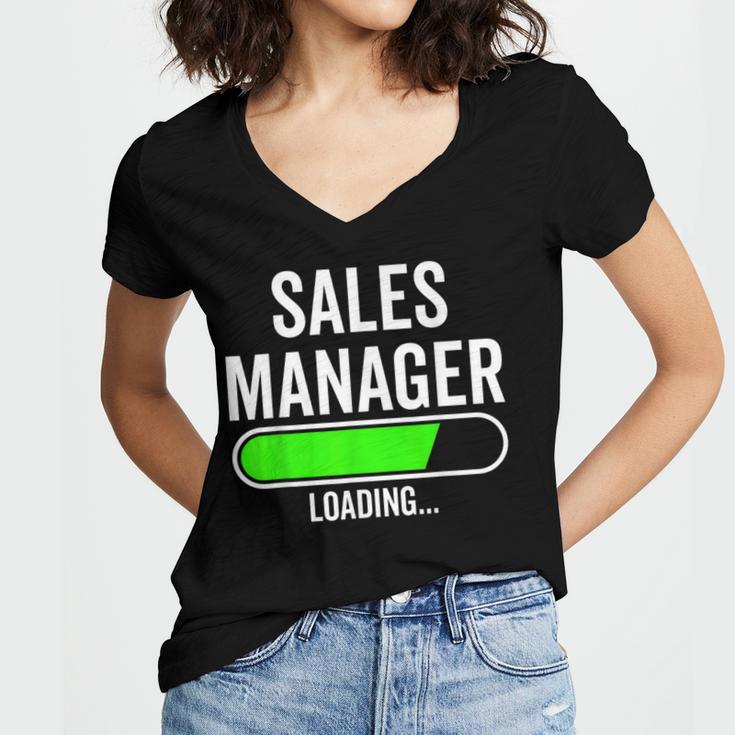 Sales Manager Loading Graduation Graduate New Job Women's Jersey Short Sleeve Deep V-Neck Tshirt