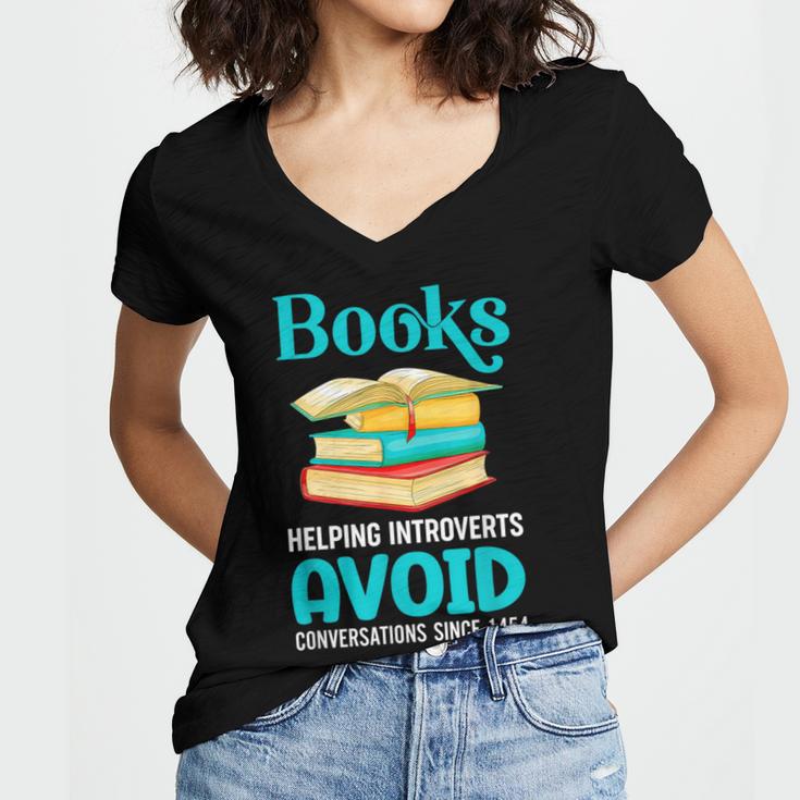 Sarcastic Books Anti Social Introvert Book Conversation Women's Jersey Short Sleeve Deep V-Neck Tshirt Sarcastic Books Anti Social Introvert Book Conversation Women's Jersey Short Sleeve Deep V-Neck Tshirt
