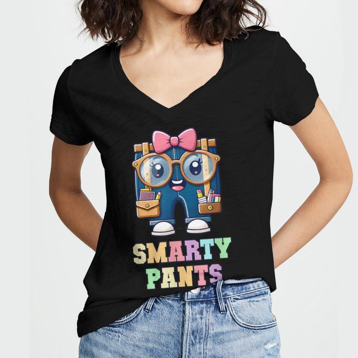 Sarcastic Little MISS SMARTY PANTS Graduation Alumni Game On Women's Jersey Short Sleeve Deep V-Neck Tshirt