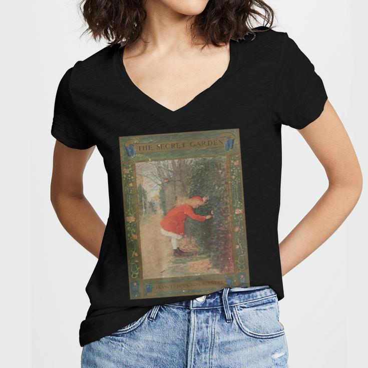 The Secret Garden Book Cover Women's Jersey Short Sleeve Deep V-Neck Tshirt The Secret Garden Book Cover Women's Jersey Short Sleeve Deep V-Neck Tshirt